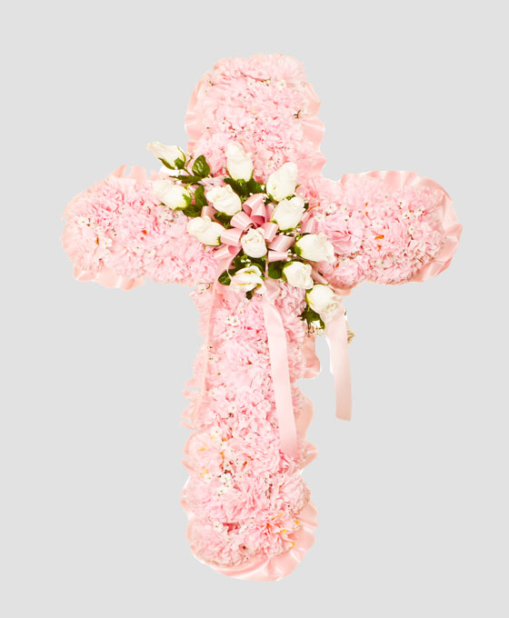 Cruz Funeraria Clavel Rosa